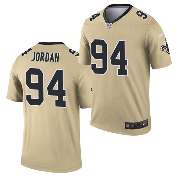 Men's New Orleans Saints #94 Cameron Jordan 2021 Gold Inverted Legend Stitched Jersey